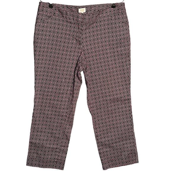 Laundry by Shelli Segal Sz 12‎ Geometric Ankle Crop Pants Pink & Black Career - Picture 1 of 13